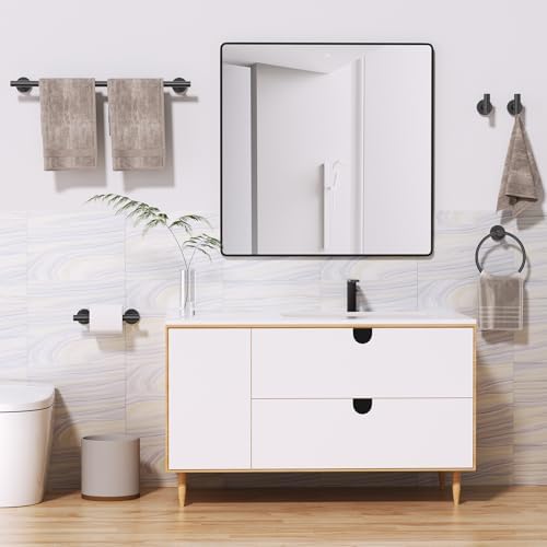 10 Pieces Matte Black Bathroom Hardware Accessories Towel Bar Set Black Towle Racks for Bathroom Wall Mounted Stainless Steel Toilet Paper Holder Towel Holder Kit - Image 7