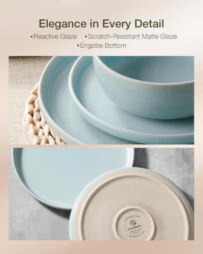 Famiware Milkyway 16-Piece Stoneware Dinnerware Set, Light Blue - Image 4