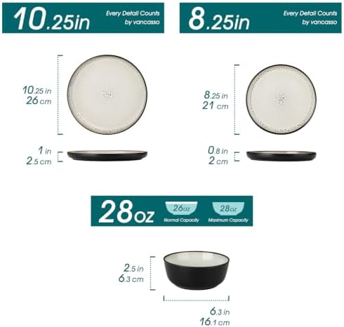 vancasso 18-Piece Grayish Beige Stoneware Plates and Bowls Sets for 6 - Image 2