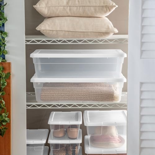Sterilite 28 Quart Storage Box with Lid, Clear Plastic Container for Organizing and Storing Items Underbed in Bedroom, Stackable Design, 10-Pack - Image 5