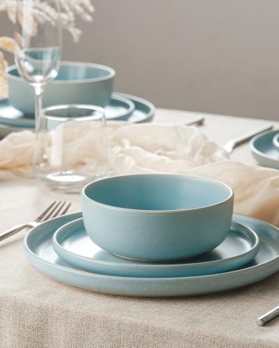 Famiware Milkyway 18-Piece Stoneware Dinnerware Set, Light Blue - Image 3