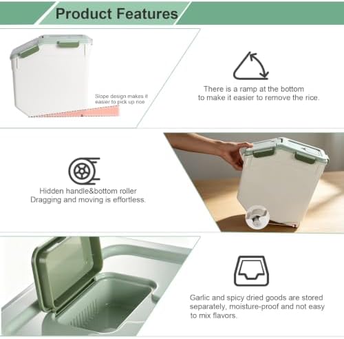 RUIAN Flour Storage Container 50lb Airtight Food Storage Bin(Green,4pcs) - Image 4