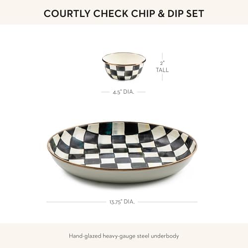 MACKENZIE-CHILDS Chip-and-Dip Serving Set, Black-and-White Courtly Check - Image 4