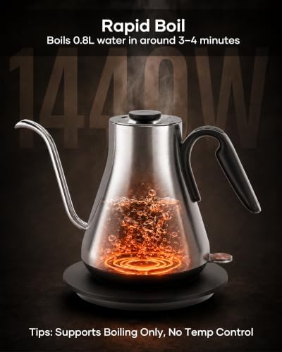 Cocinare Gooseneck Electric Kettle 0.8L, Fast Boil Pour Over Coffee, Tea - Image 3