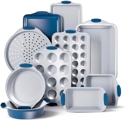 Country Kitchen Nonstick Stackable Bakeware Set - Heavy Duty, Durable, Easy Release Baking Set, Navy, 10 Pcs by CountryKitchen