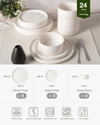 Famiware Porcelain 24-Piece Dinnerware Set, White - Image 2