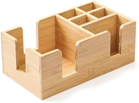 Mifoci Bamboo Bar Caddy, Wood Napkin & Straw Holder Organizer by Mifoci