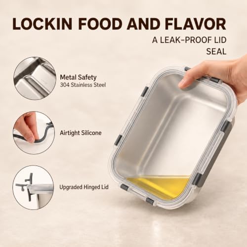 4 PCS Stainless Steel Lunch Box 4-Size Food Storage Containers with Lids - Image 5