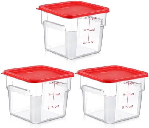 Ziliny 3 Sets 6 Qt Dough Proofing Container with Lid, Red by Ziliny