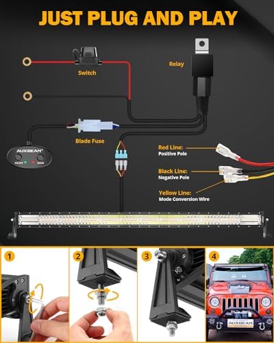 Auxbeam 50 Inch LED Straight Light Bar, 6 Modes 288W Offroad Strobe Light - Image 6