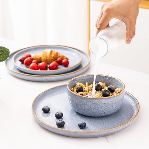 GBHOME Dinnerware Sets for 4, 12 Pieces Ceramic Plates and Bowls Set - Image 4