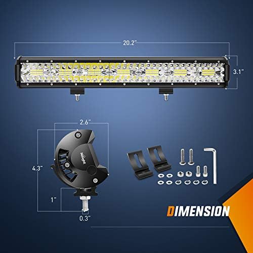 Nilight 20 Inch 420W Triple Row Flood Spot Combo Led Light Bar 4PCS 4Inch 60W LED Pods Driving Boat Lights Led Off Road Trucks Lights , 2 Years Warranty (ZH415), Black - Image 2