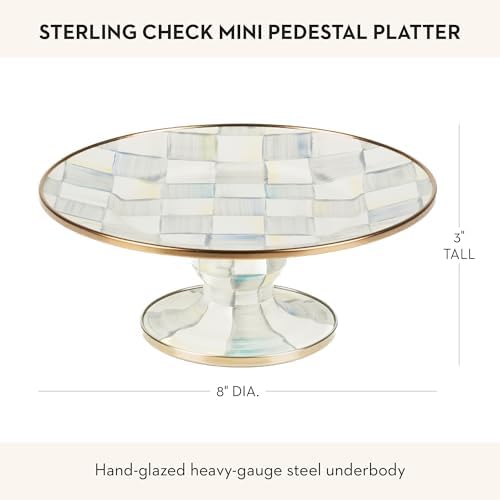 MACKENZIE-CHILDS Pedestal Platter, Mini, Gray-and-White Sterling Check - Image 4