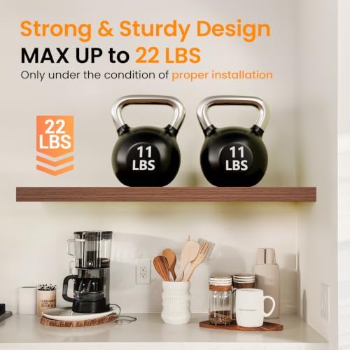 BAYKA Walnut-Like Floating Shelves 22.5in, 2 Pack, Wall Mounted Wall Decor - Image 4