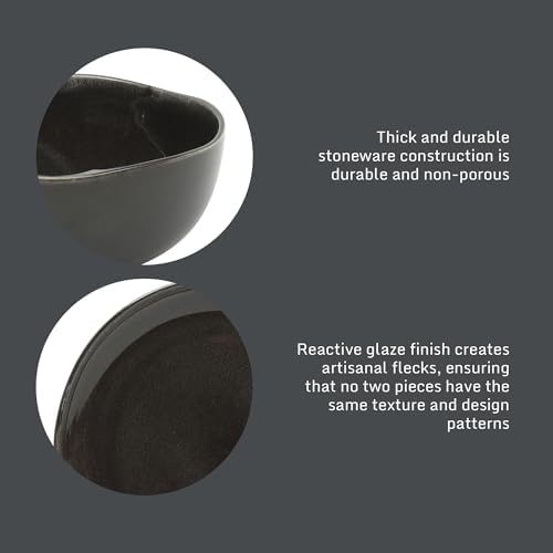Gibson Elite Nardini 12 Piece (Service for 4) Plates and Bowls Reactive Glaze Dishes Stoneware Ceramic Dinnerware Set - Black - Image 4