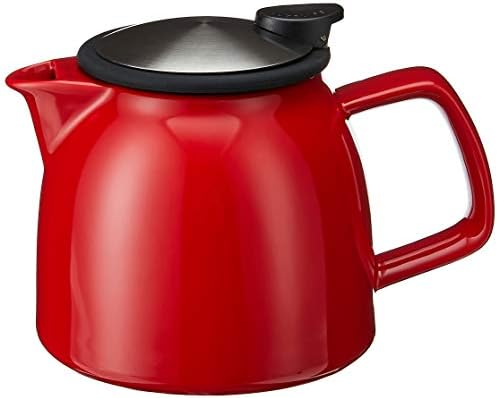 FORLIFE Bell Ceramic Teapot with Basket Infuser, 26-Ounce/770ml, Red by Unknown