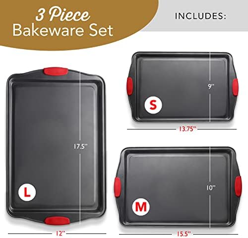 Eatex Baking Sheet Set, 3 Piece Baking Pans Set, Cookie Sheets for Baking - Image 2