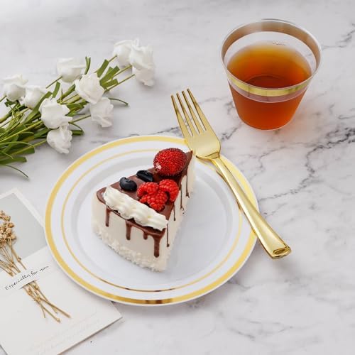 BESTVIP 600 Pcs Gold Plastic Dinnerware Set for 100 Guests - Image 3