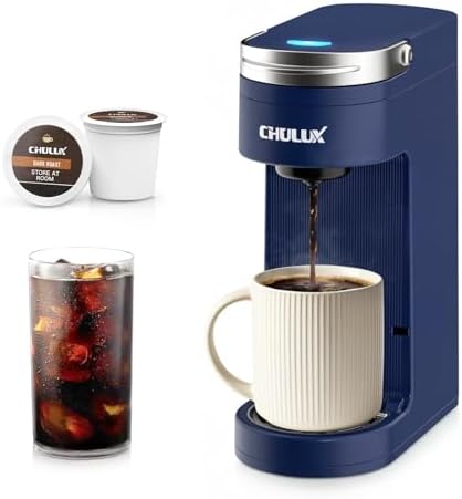 CHULUX Slim Single Serve Coffee Maker for K Cup, One Cup Design, Matte Navy by CHULUX