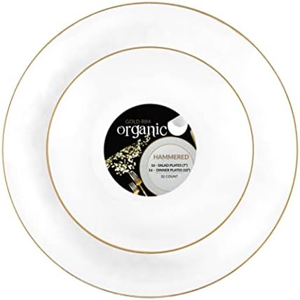 PLASTICPRO 64 Piece Combo Plate Set includes 32-7'' inch Plates & 32-10'' inch Plates White transparent Hammered Plastic PartyPlate Premium heavyweight Elegant, Disposable, Tableware, Dishes, by PLASTICPRO