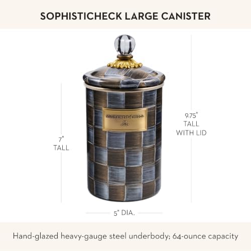 MACKENZIE-CHILDS Enamel Canister, Large, Gray-and-Bronze Sophisticheck - Image 4