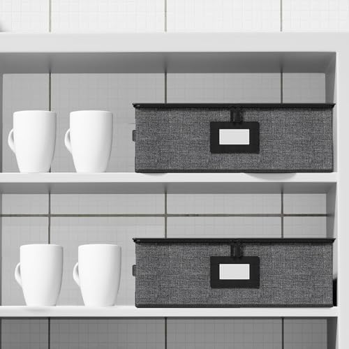 2-Pack Cup Storage Box with Dividers, Hard Shell Mug Organizer with Lid - Image 6