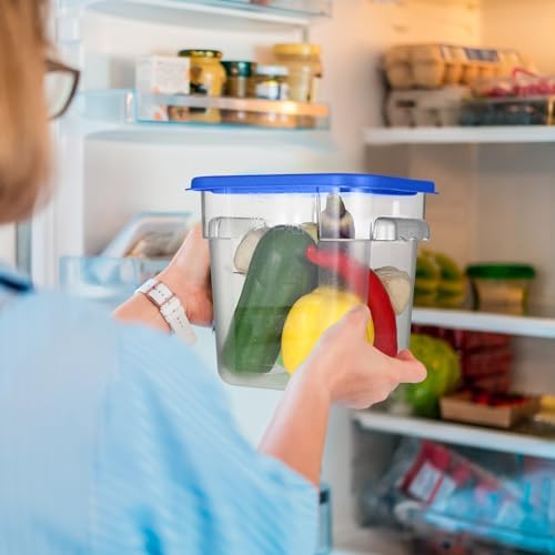 Suclain 8 Pack 4 QT and 6 QT Food Storage Containers with Lids Scales Handles Square Clear Restaurant Food Storage Containers Polycarbonate Commercial Grade for Kitchen Marinating Meat Dough(Blue) - Image 5