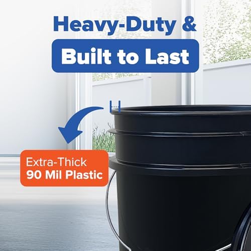 ePackageSupply 5 Gallon Black Bucket with Gamma Seal Screw on Airtight Lid | Made in USA | Food Grade | Heavy-Duty HPDE Plastic | Durable 90 Mil All Purpose Pail | Easy Stack and Store | BPA Free - Image 6