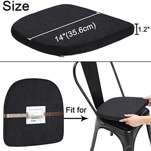 BUYUE Natural Linen 14x14 Magnetic Cushion for Metal Chair 1 Piece, Enhanced Anti-Slip Seat Pad for Dining Kitchen Café Stackable Chair (U-Shape, Black, 1 Count) - Image 4