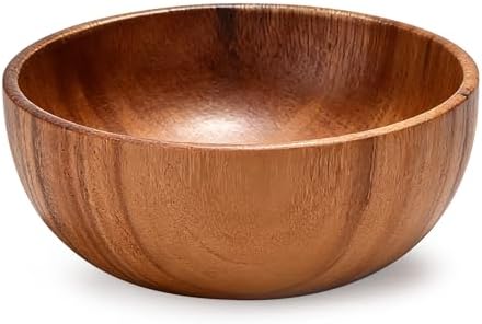 Acacia Wood Salad Bowl, 7 x 3 Inches Handmade Serving Bowl for Fruits & Salads, Durable Natural Wood Dining Accessory for Snacks & Kitchen Decor by Unknown