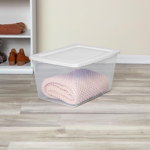 Sterilite Clear Storage Box Stackable Tote, 58 Quart, 12-Pack - Image 3