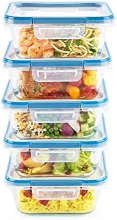 Snapware Total Solutions (10-Pack, 4 Cup) Glass Food Storage Containers Set, Airtight & Leakproof Locking BPA-Free Lids, Freezer Dishwasher Microwave Safe - Image 4