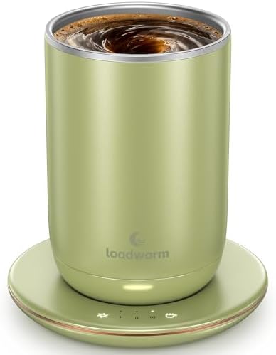 Self Heated Stirring Coffee Mug, 10oz Auto Mixing Cup with Warmer, Green by LooaWarm