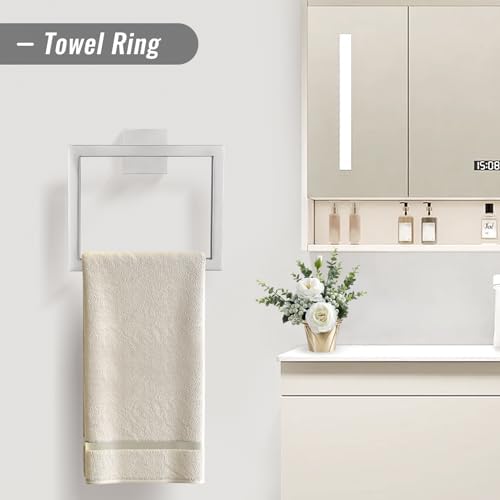 YACVCL Towel Bar Set, 10 Pieces Bathroom Hardware Set Brushed Nickel Bathroom Accessories, SUS304 Stainless Steel Towel Racks Holder Set Wall Mounted 23.6 Inch - Image 3