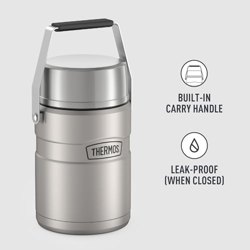 THERMOS Stainless King Vacuum-Insulated Food Jar Matte Steel | With Storage Containers | Built-in Handle | 47 Ounce | Pack of 4 - Image 4