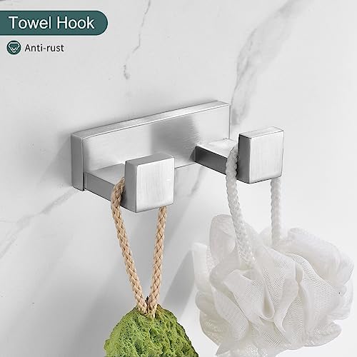Brushed Bathroom Hardware Accessories Set 4 Pieces Brushed Nickel Towel Bar Set, 23.6 Inch Towel Rack Set SUS304 Stainless Steel Bathroom Set,Wall Mounted - Image 5