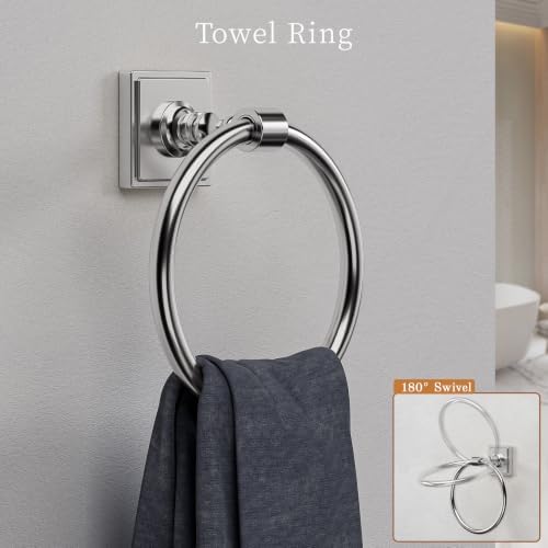 VEHCIL Polished Chrome Bathroom Towel Bar Set, 5 Piece Bathroom Hardware Accessory Set, SUS304 Stainless Steel 24" Towel Rack Holder Set for Bathroom, Wall Mounted - Image 5