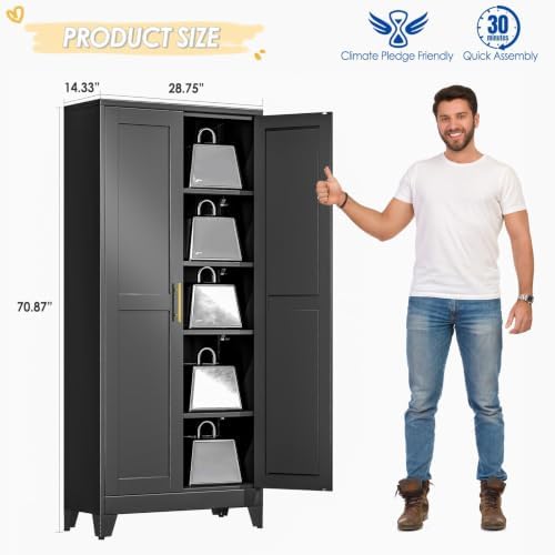 GAIOUS 71" Tall Metal Storage Cabinet with 2 Doors and 4 Adjustable Shelves - Image 2