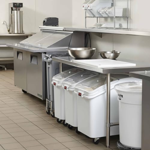 Rubbermaid Commercial Products ProSave Shelf-Storage Ingredient Bin With Scoop, 600-Cup capacity, Plastic, White, Sliding Lid, Container with Wheels for Kitchen/Restaurant Food Organization - Image 6