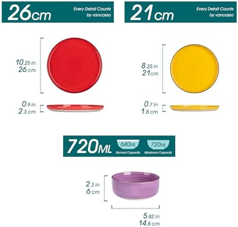 vancasso Bonita Dinnerware Sets 18 Pieces, Stoneware Dishes Set for 6, Plates and Bowls Set, Dinshwasher and Microwave Safe, Multicolor - Image 2