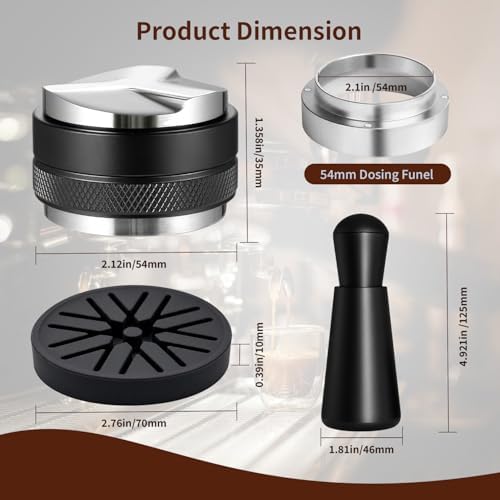 54mm Espresso Accessories Kit, Heavy Distributor, Tamper, WDT, Funnel, Mat - Image 6