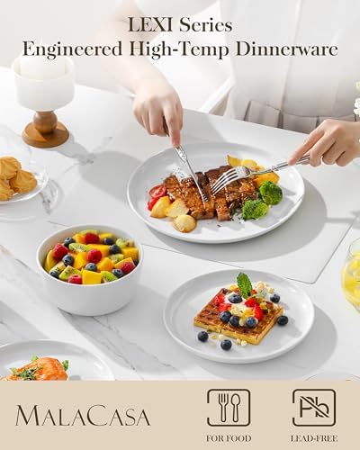 MALACASA 18-Piece Dinnerware Set for 6, White Porcelain Dishes - Image 3