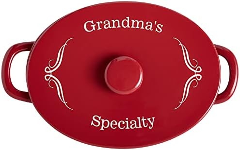Let's Make Memories Personalized Oval Stoneware Casserole Dish - Any Message - Red by LetsMakeMemories