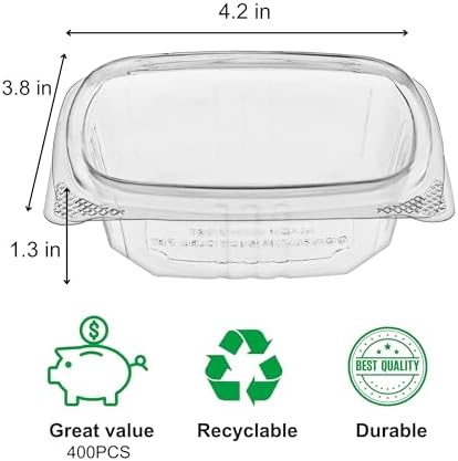 4oz RPET Clear Hinged Lid Deli Container- 400Pcs - Image 2