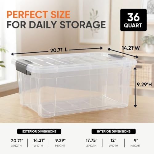 Superio 36 Quart Clear Plastic Storage Boxes with Lids, Stackable Organizer Containers, BPA-Free Storage Bins for Home, Office, School & Dorm, 10 Pack - Image 3
