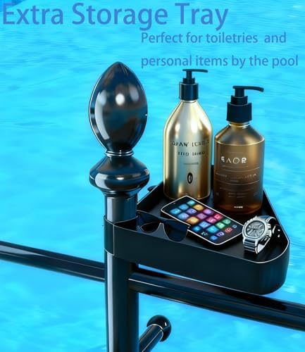 Pool Outdoor Towel Rack, 6 Bars with Top Tray Metal Heavy Duty Pool Accessories with Heavy Metal Base, Hot Tub Accessories Towel Dying Rack Towel Stand for Pool, Hot Tub etc - Image 3