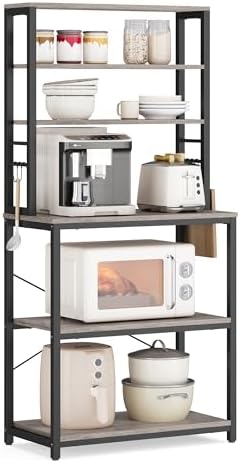 VASAGLE Coffee Bar, 23.6 Inches 6-Tier Baker's Rack with 6 Hooks by VASAGLEbySONGMICSHOME
