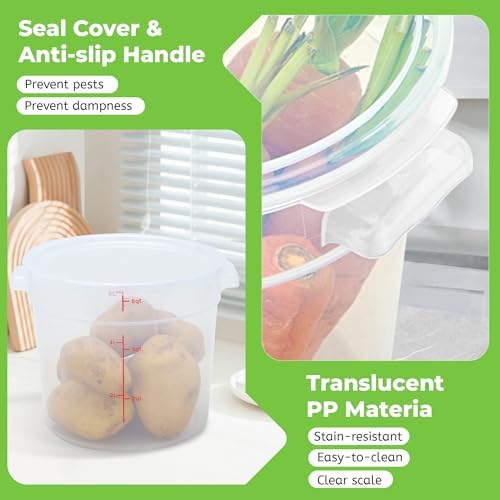 BIEAMA 4 Pack 6 Qt Round Food Storage Containers with Lids, Translucent PP - Image 5
