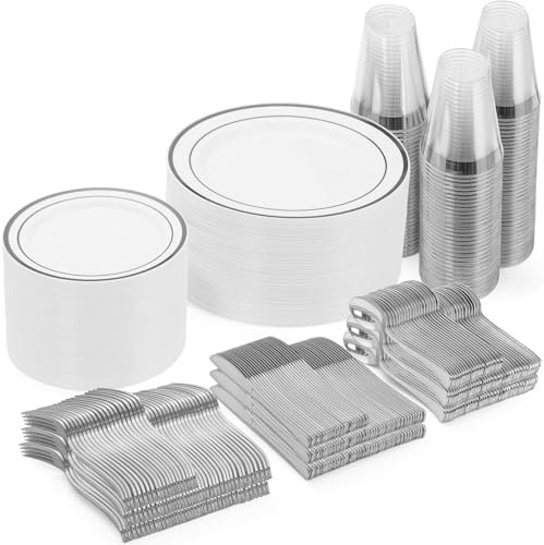 Goodluck 420Pieces silver Disposable Plates for 70 Guests by GoodLuck