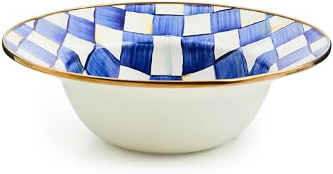MACKENZIE-CHILDS Enamel Serving Bowl, Serveware and Kitchen Decor, 40-Ounce Capacity, Blue-and-White Royal Check by Unknown